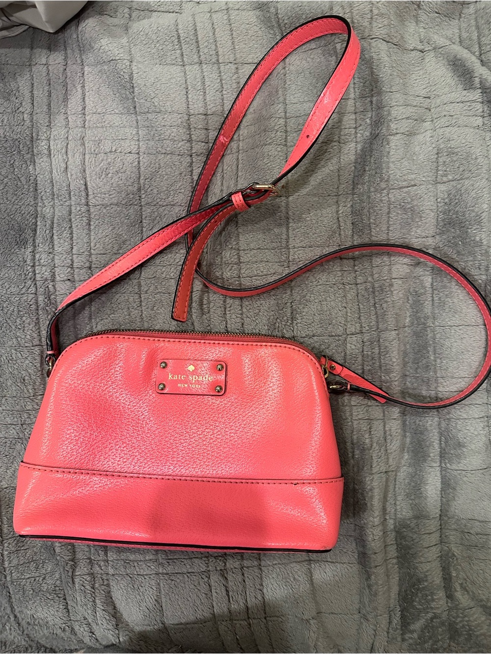 kate spade Coral / Salmon Pink Leather Crossbody Purse